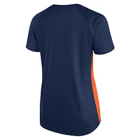T-shirt à col en V pailleté grande taille pour femme, bleu marine, Houston Astros