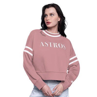 Women's Starter  Pink Houston Astros Power Play Cropped Pullover Sweatshirt