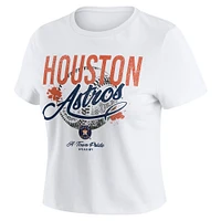 Women's WEAR by Erin Andrews  White Houston Astros Distressed Cropped Baby T-Shirt
