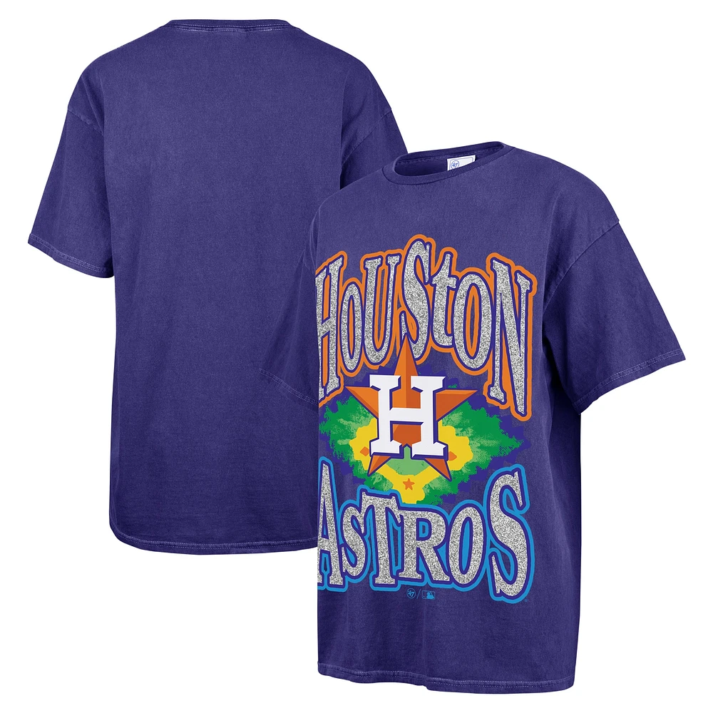 Women's '47 Navy Houston Astros Flashing Lights Boyfriend T-Shirt