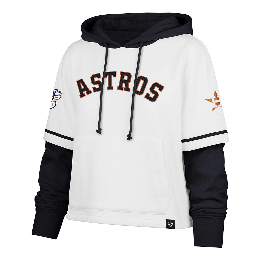 Sweat à capuche court blanc '47 Houston Astros Trifecta Shortstop pour femme