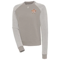 Women's Antigua  Oatmeal/White Houston Astros Flier Bunker Tri-Blend Pullover Sweatshirt
