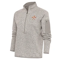 Veste à enfiler glissière quart de tour pour femme Antigua Oatmeal Houston Astros Logo Fortune