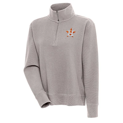 Women's Antigua  Oatmeal Houston Astros Portal Quarter-Zip Pullover Top