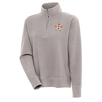 Women's Antigua  Oatmeal Houston Astros Portal Quarter-Zip Pullover Top