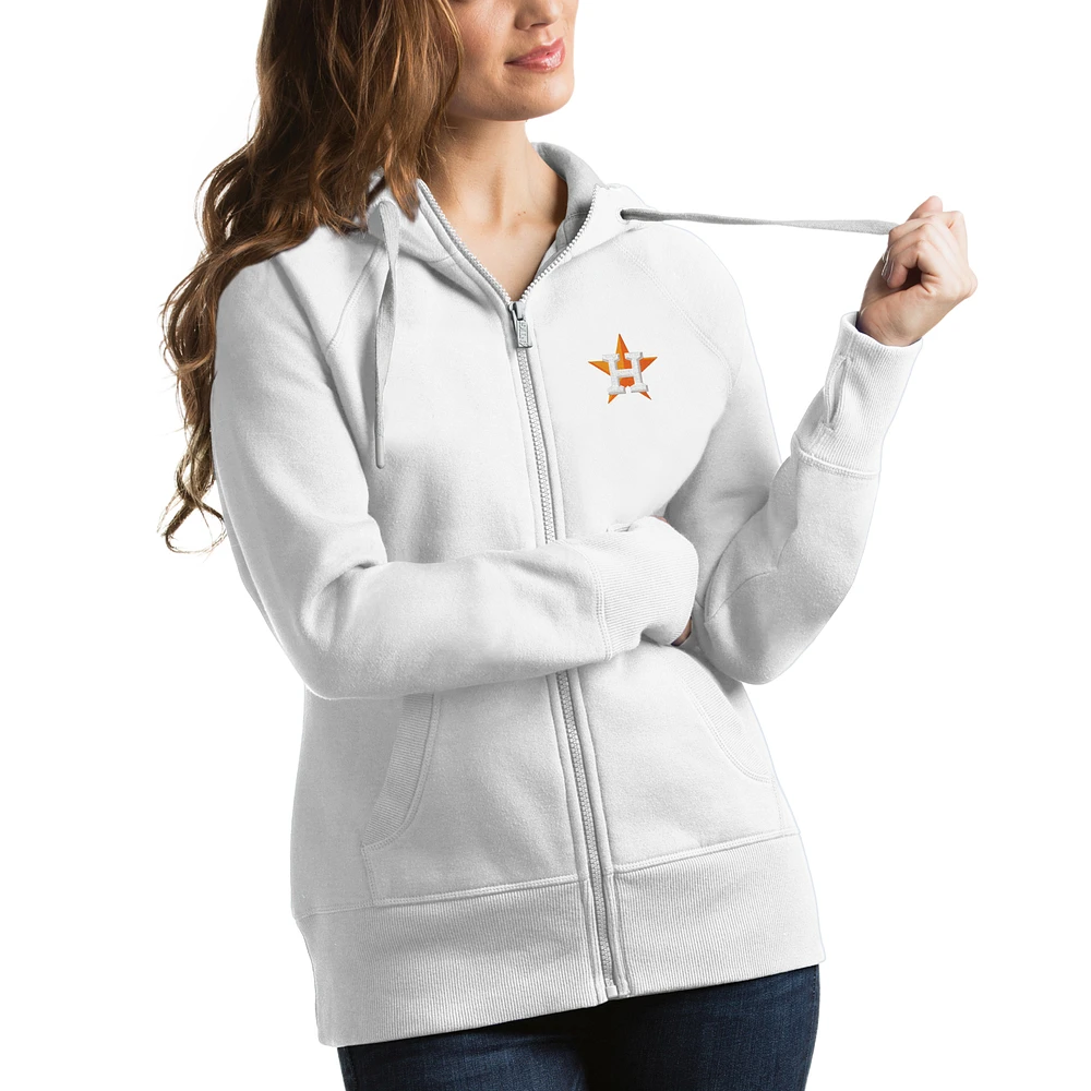 Women's Antigua White Houston Astros Victory Full-Zip Hoodie