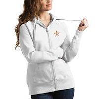Women's Antigua White Houston Astros Victory Full-Zip Hoodie