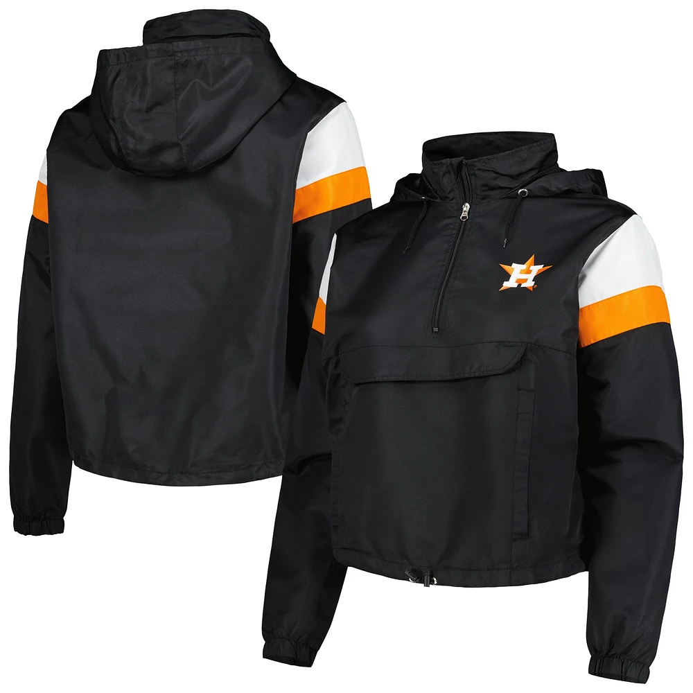 Women's Black Houston Astros Plus Anorak Quarter-Zip Hoodie Jacket