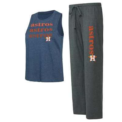 Women's Concepts Sport Charcoal/Navy Houston Astros Meter Muscle Tank and Pants Sleep Set