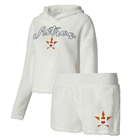 Women's Concepts Sport Cream Houston Astros Fluffy Hoodie Top & Shorts Sleep Set