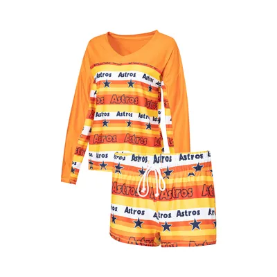Houston Astros Concepts Sport Women's Breakthrough Long Sleeve V-Neck T-Shirt & Shorts Sleep Set - Orange