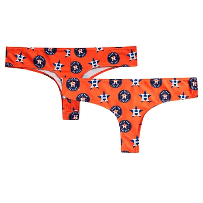 Women's Concepts Sport Orange Houston Astros Record Allover Print Knit Thong