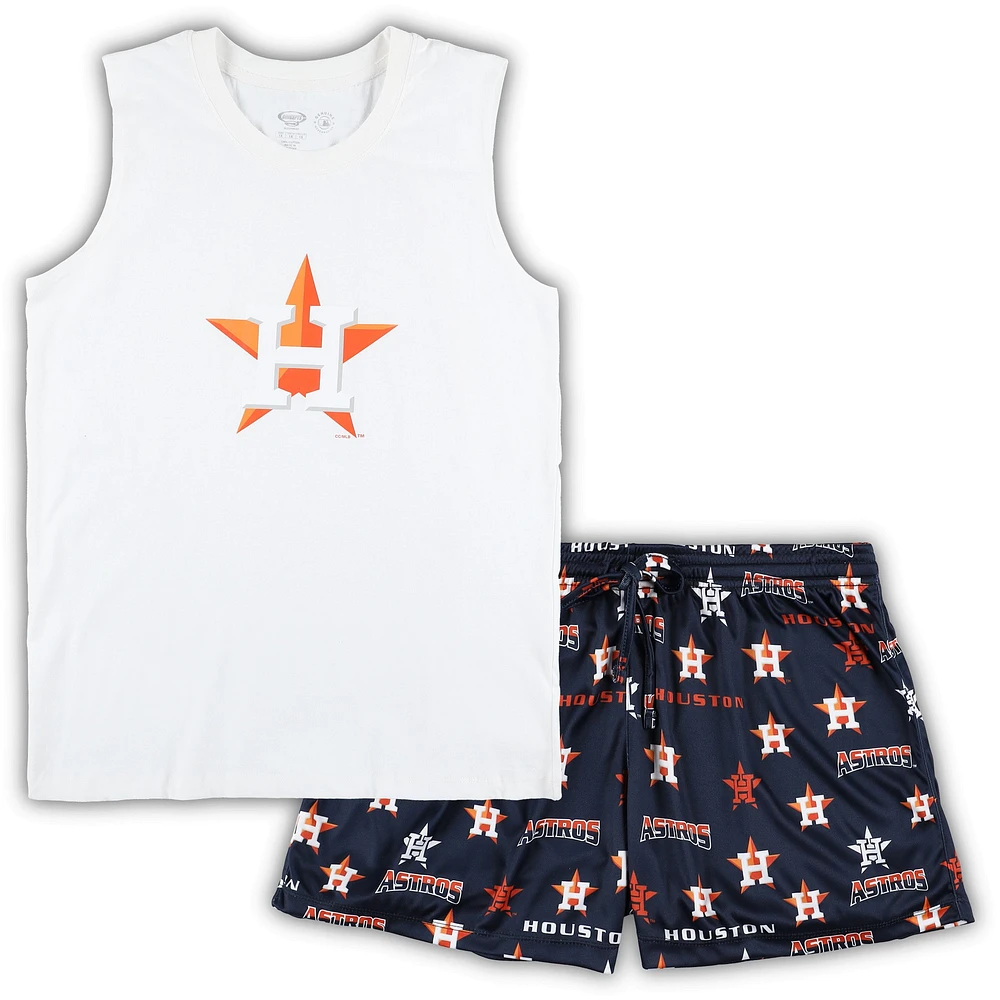 Concepts Sport Ensemble de nuit débardeur et short taille plus Houston Astros pour femme Blanc/bleu marine