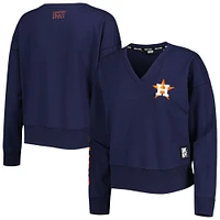 Women's DKNY Sport Navy Houston Astros Lily V-Neck Pullover Sweatshirt