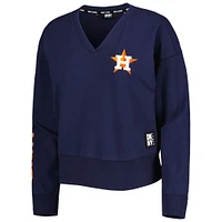 Women's DKNY Sport Navy Houston Astros Lily V-Neck Pullover Sweatshirt