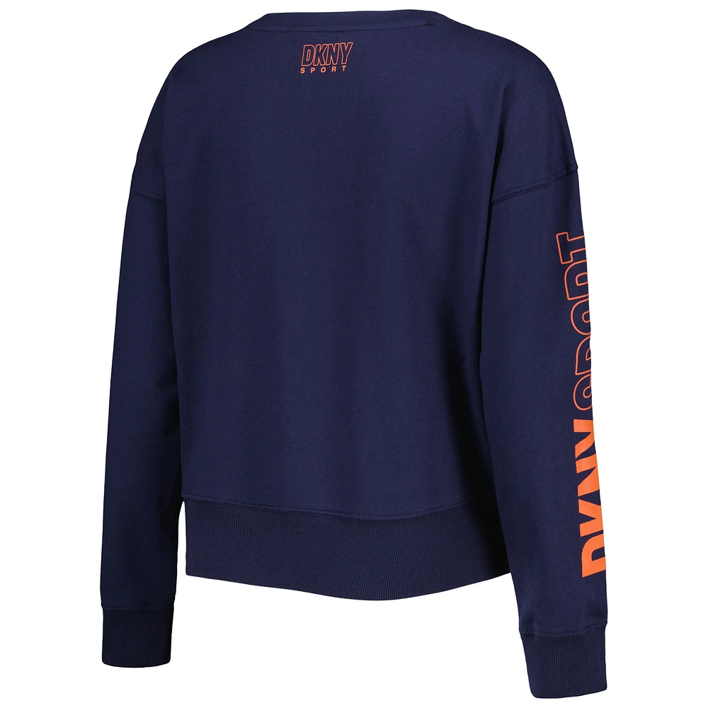 Women's DKNY Sport Navy Houston Astros Lily V-Neck Pullover Sweatshirt