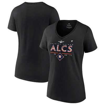 Fanatics pour femmes noir Houston Astros 2022 Division Series Winner Locker Room T-shirt à col en V grande taille