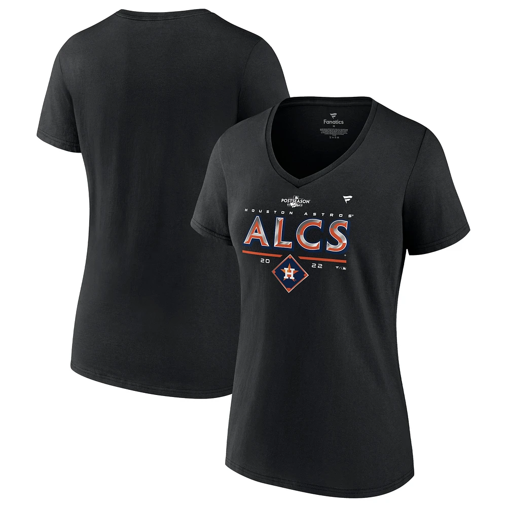 Women's Fanatics Black Houston Astros 2022 Division Series Winner Locker Room V-Neck T-Shirt