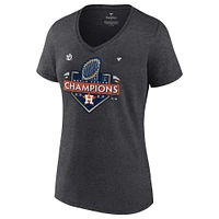 Fanatics Charcoal Houston Astros Champions des séries mondiales 2022 pour femmes - T-shirt à col en V vestiaires