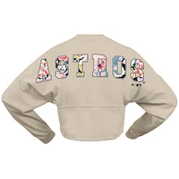 Women's Fanatics  Cream Houston Astros Floral Preppy Cropped Long Sleeve T-Shirt