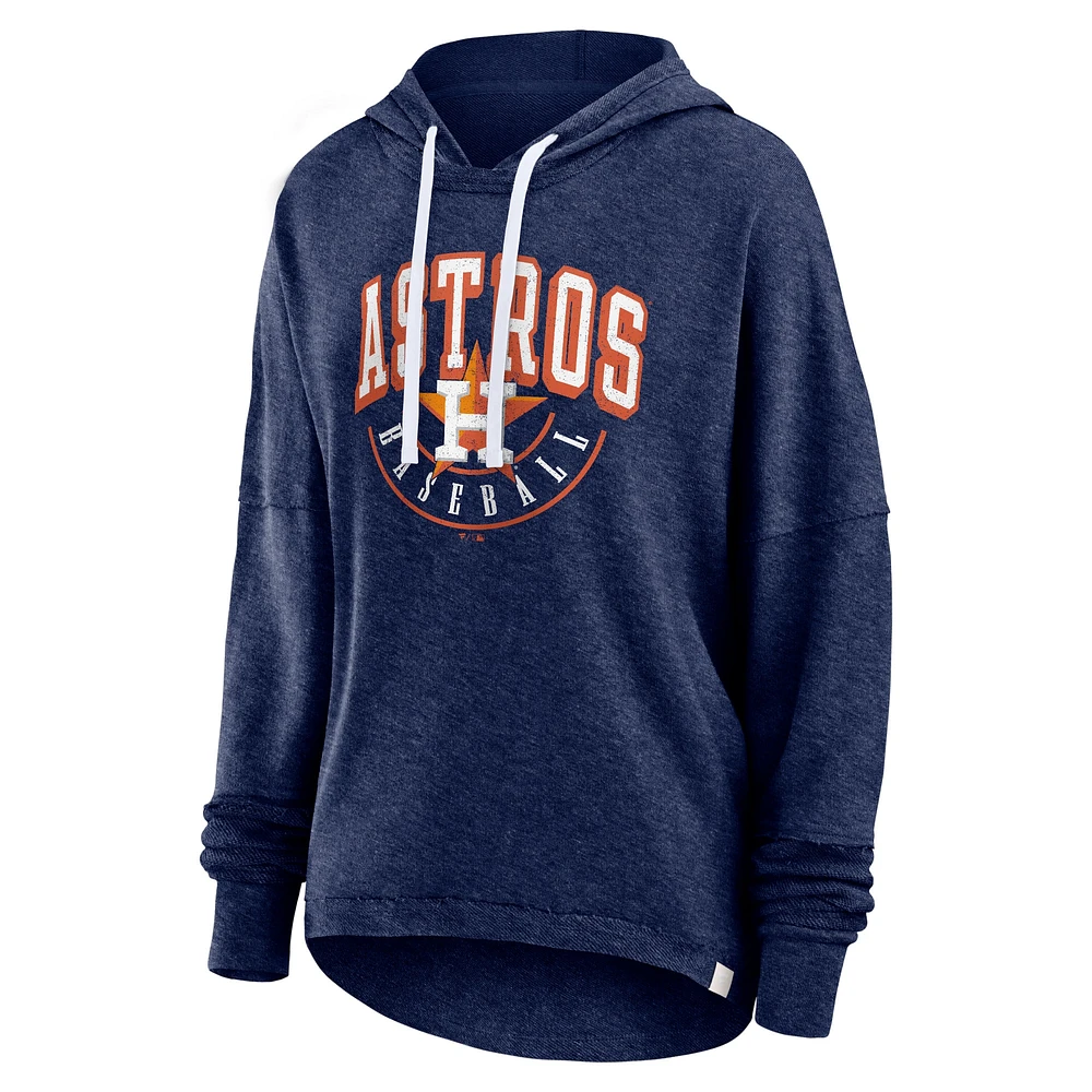 Women's Fanatics Heather Navy Houston Astros Luxe Pullover Hoodie