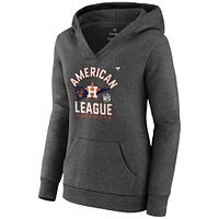 Women's Fanatics Heathered Charcoal Houston Astros 2021 American League Champions Locker Room Crossover Neck Pullover Hoodie