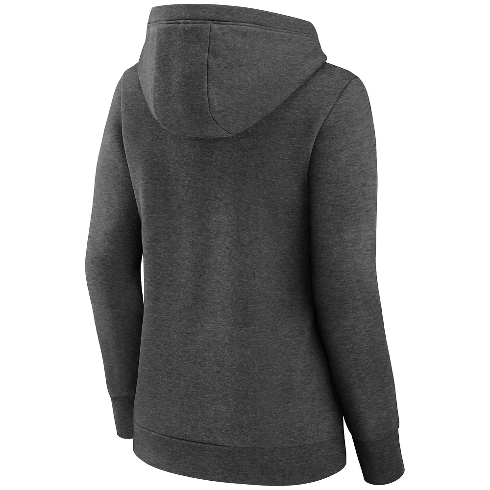 Women's Fanatics Heathered Charcoal Houston Astros 2021 American League Champions Locker Room Crossover Neck Pullover Hoodie