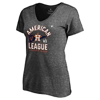 T-shirt à col en V pour femmes Fanatics Heathered Charcoal Houston Astros 2021 American League Champions Locker Room