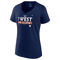 Fanatics Navy Houston Astros 2022 AL West Division Champions Locker Room T-shirt à col en V pour femmes