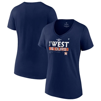 Fanatics Navy Houston Astros 2022 AL West Division Champions Locker Room T-shirt à col en V pour femmes