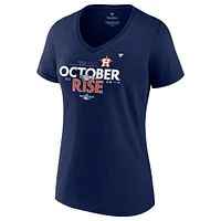 T-shirt à col en V pour femmes Fanatics Navy Houston Astros 2022 Postseason Locker Room