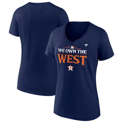 T-shirt à col en V pour femmes Fanatics Navy Houston Astros Champions de la division ouest Ligue américaine 2024