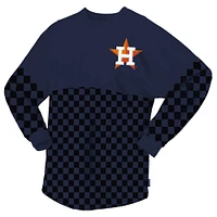 Women's Fanatics Navy Houston Astros Checker Print Long Sleeve T-Shirt