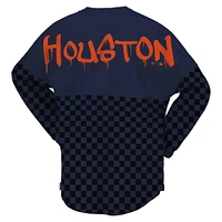 Women's Fanatics Navy Houston Astros Checker Print Long Sleeve T-Shirt