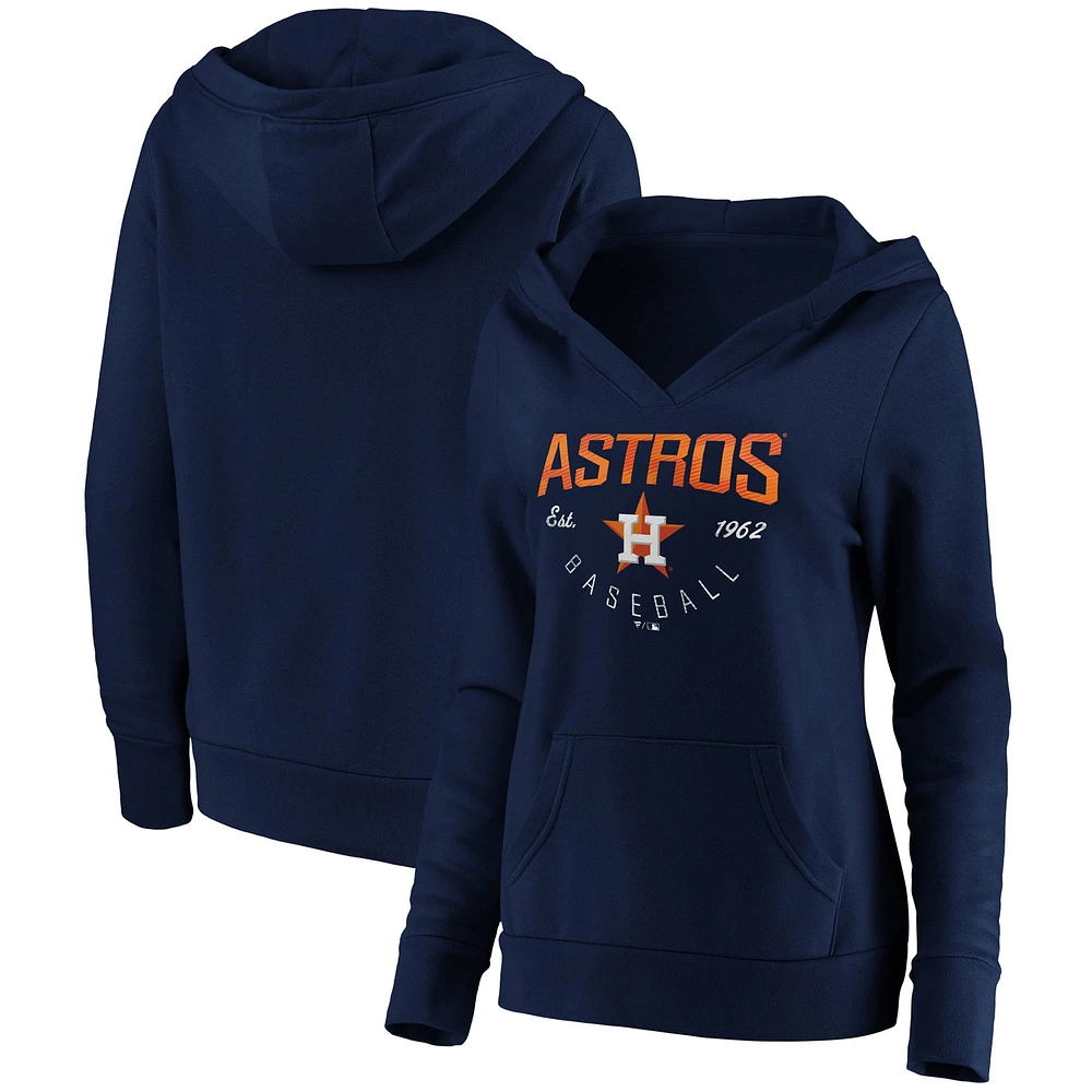 Sweat à capuche col en V Fanatics pour femmes bleu marine Houston Astros Core Live For It