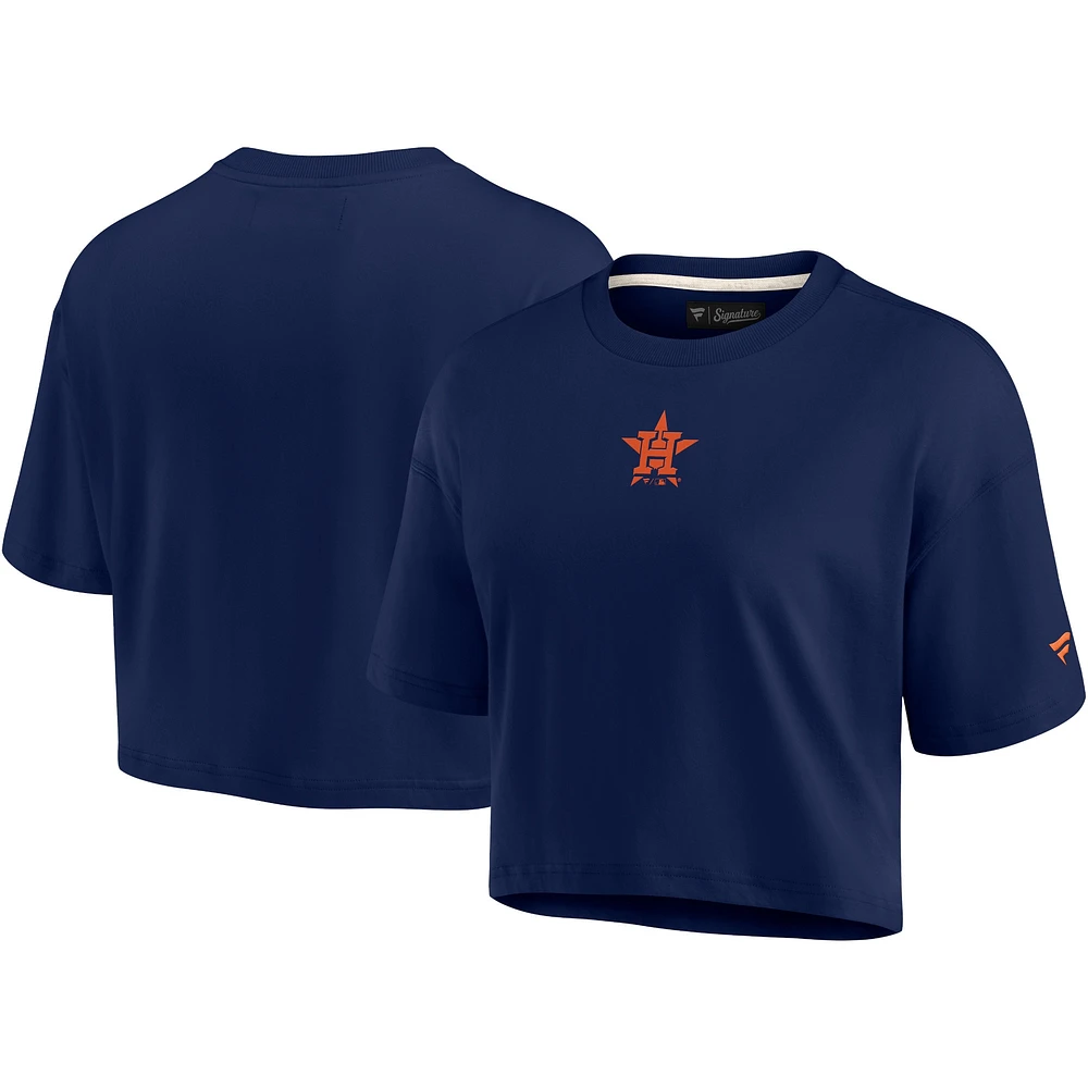 Women's Fanatics Navy Houston Astros Elements Super Soft Boxy Cropped T-Shirt