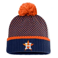 Women's Fanatics Navy Houston Astros Fundamental Jacquard Cuffed Knit Hat with Pom