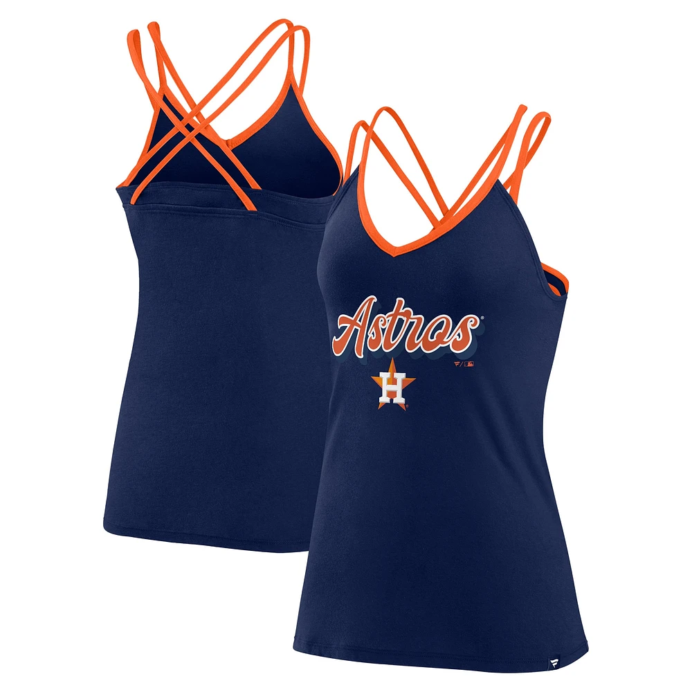 Women's Fanatics Navy Houston Astros Go For It Strappy V-Neck Tank Top