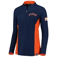 Women's Fanatics Navy Houston Astros Iconic Marble Clutch Blade Collar Half-Zip Pullover Jacket