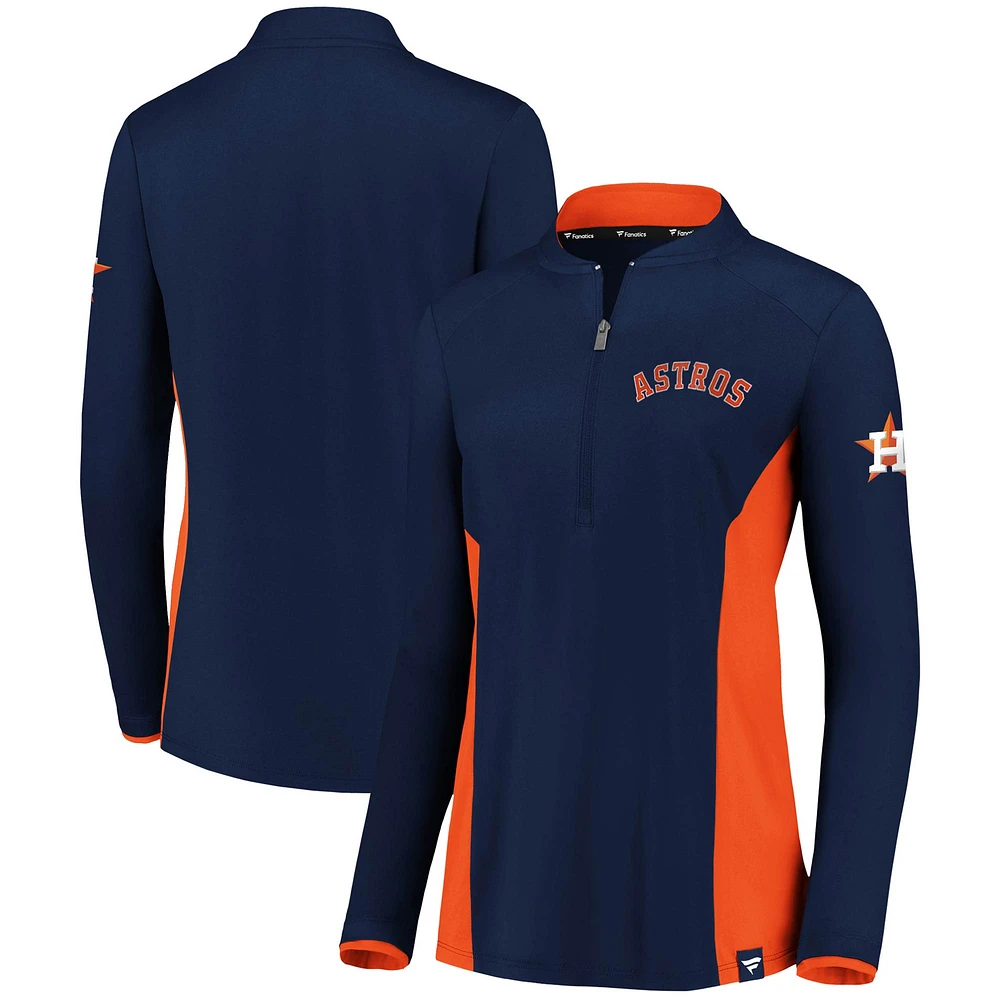 Women's Fanatics Navy Houston Astros Iconic Marble Clutch Blade Collar Half-Zip Pullover Jacket