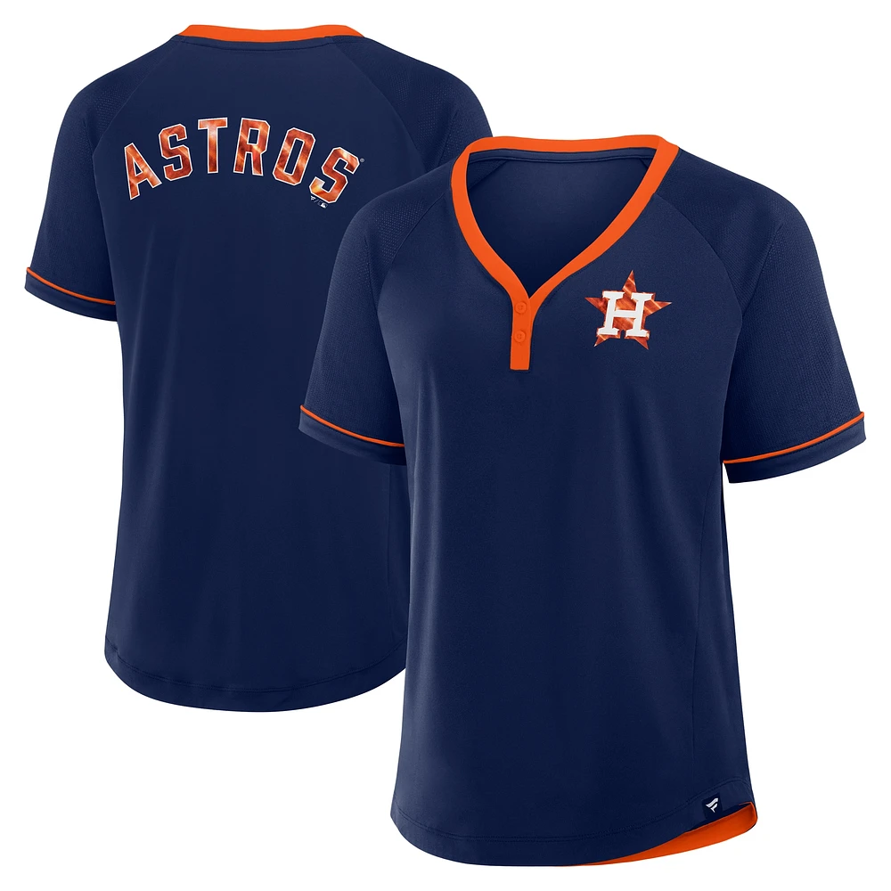 Women's Fanatics Navy Houston Astros League Diva Star Raglan V-Neck T-Shirt