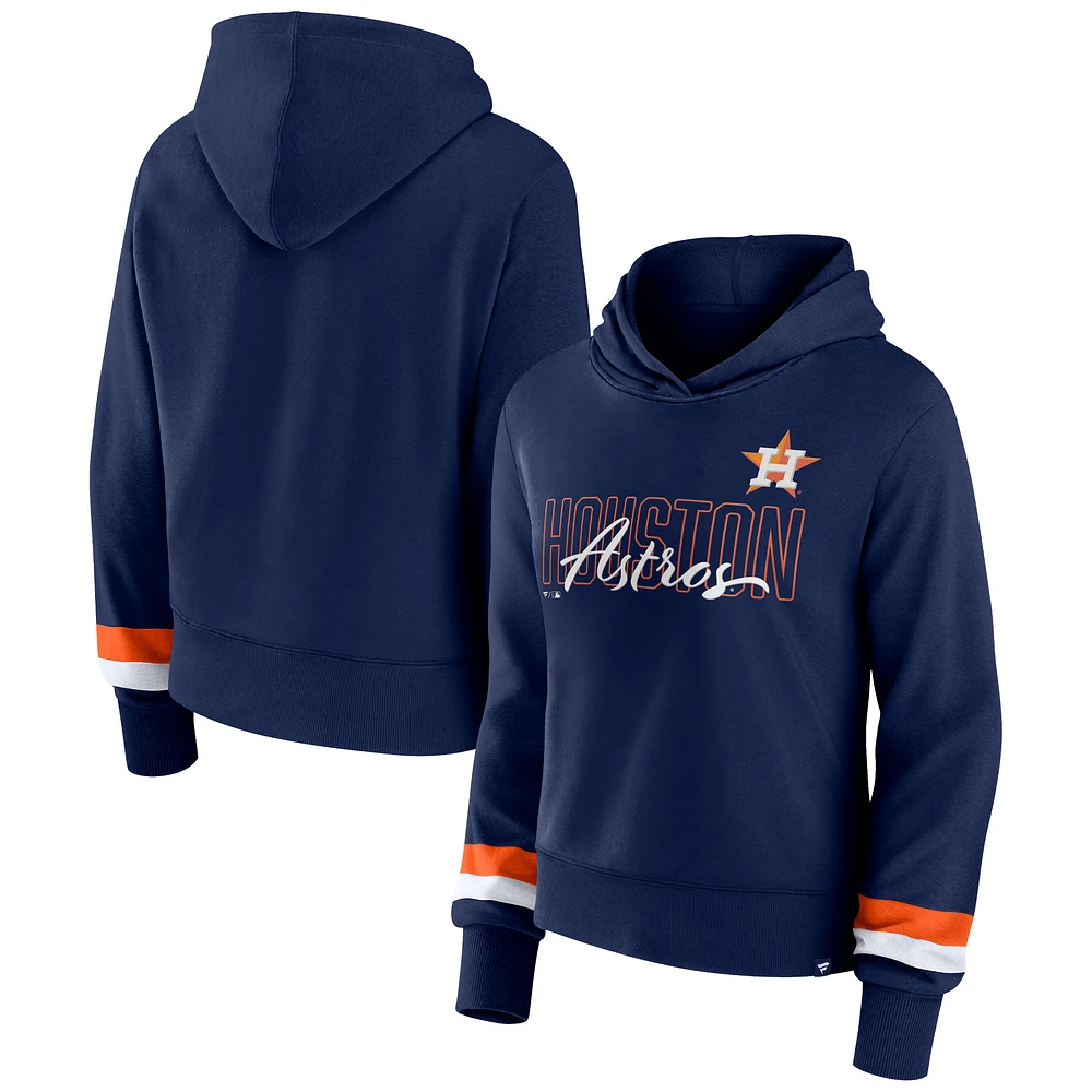 Sweat à capuche Fanatics pour femmes bleu marine Houston Astros Over Under