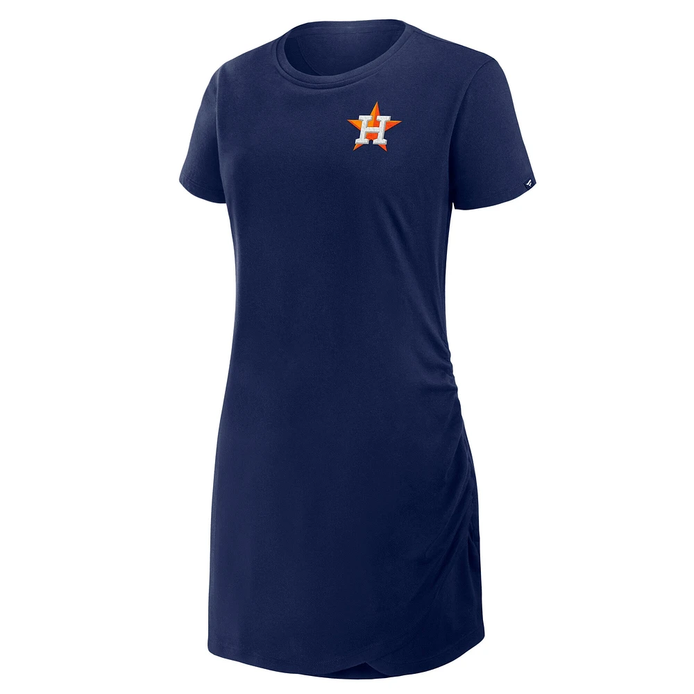 Women's Fanatics Navy Houston Astros Ruched Drape T-Shirt Dress