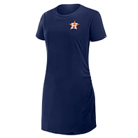 Women's Fanatics Navy Houston Astros Ruched Drape T-Shirt Dress