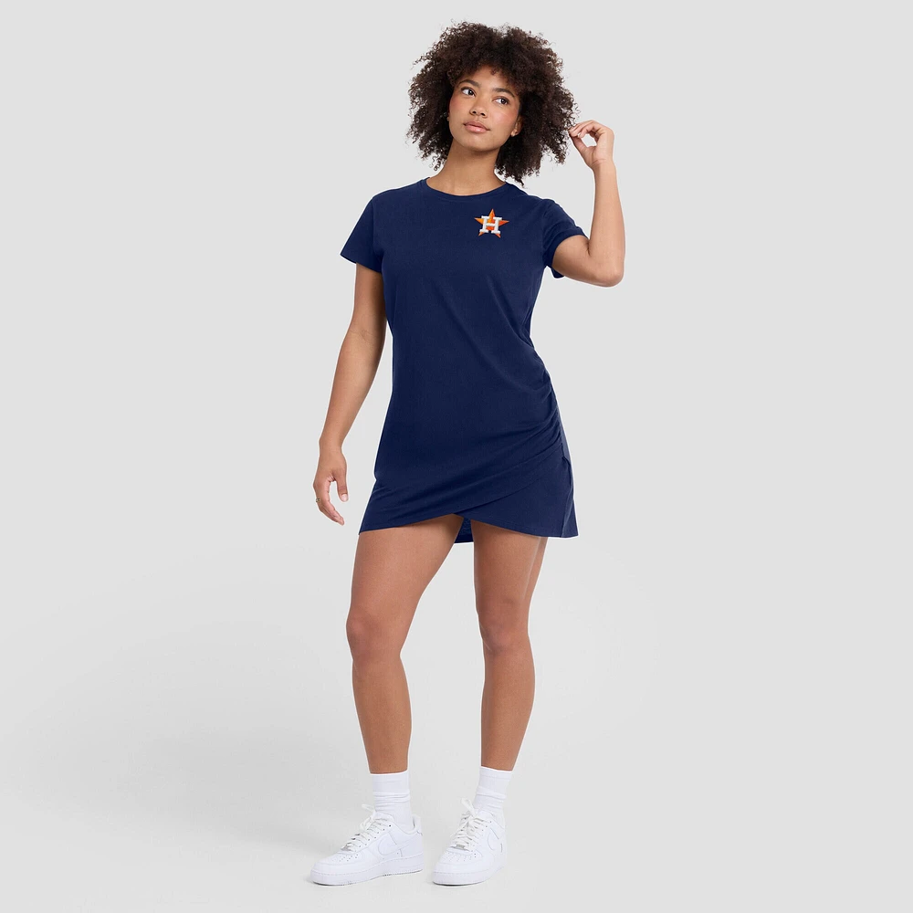 Women's Fanatics Navy Houston Astros Ruched Drape T-Shirt Dress