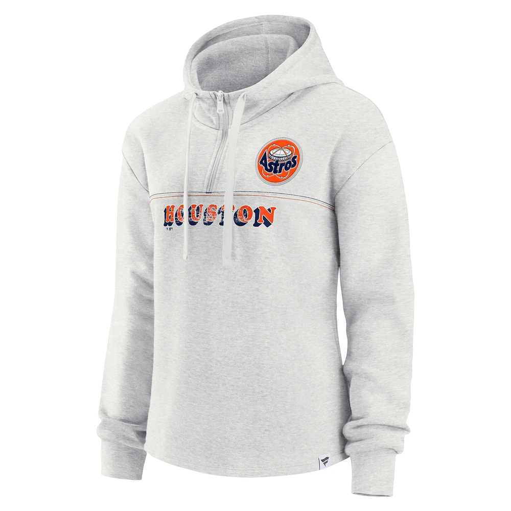 Women's Fanatics Oatmeal Houston Astros True Classics Legacy Quarter-Zip Hoodie