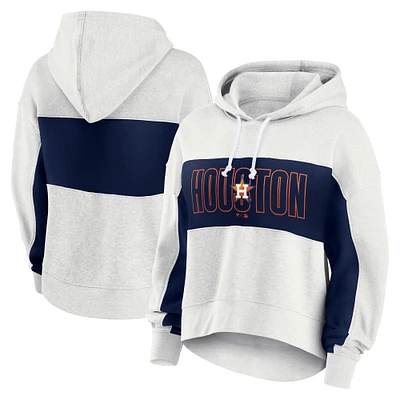 Women's Fanatics Oatmeal Houston Astros Up For It Fleece Pullover Hoodie