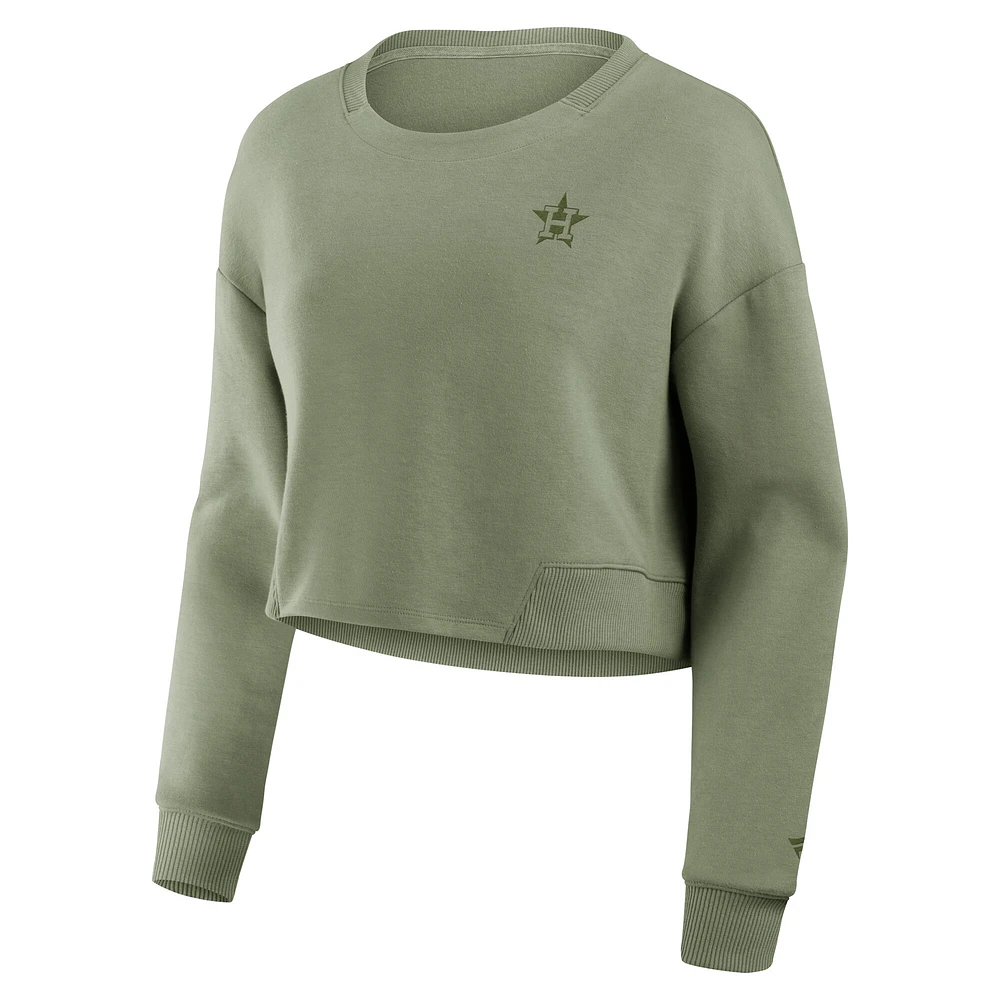 Sweat-shirt court Fanatics Olive Houston Astros Studio pour femme