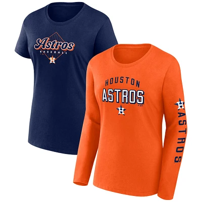 Pack combiné de t-shirts Fanatics orange/marine Houston Astros pour femmes