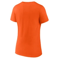 T-shirt à col en V orange Fanatics pour femmes des Astros de Houston 2023 Postseason Vestiaire